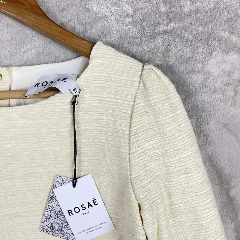 NWT Rosaé Paris Le Halévy Peplum Blouse Tweed Vanilla Size French 38 / US 6